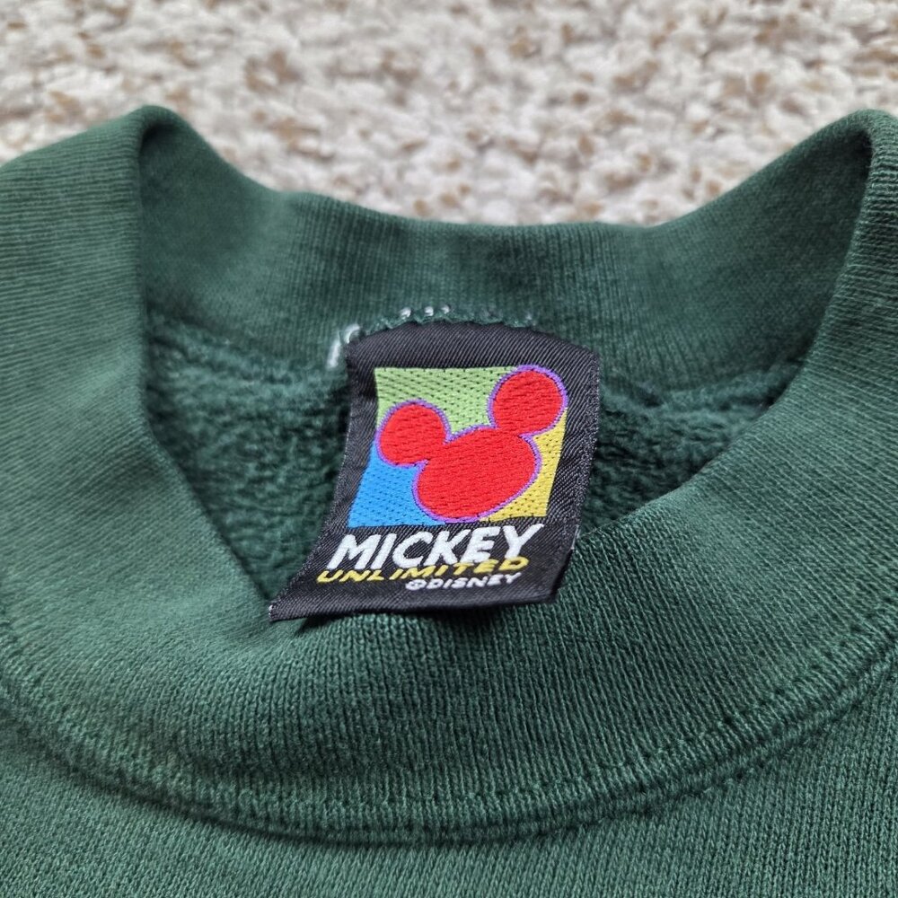 Vtg Disney Mickey Sweatshirt Adult Large Green Graphic Long Sleeve Crew - Picture 2 of 6